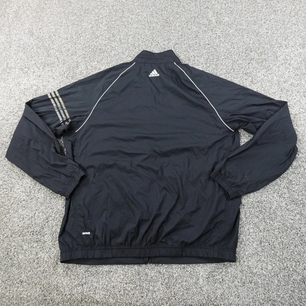 Adidas Jacket Mens L Black Climaproof Zip Track Windbreaker‎ Bomber Athletic Gym